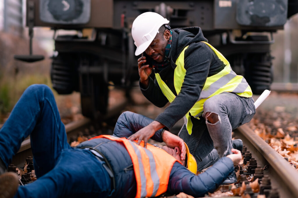 Railroad engineer injured in an accident at work.