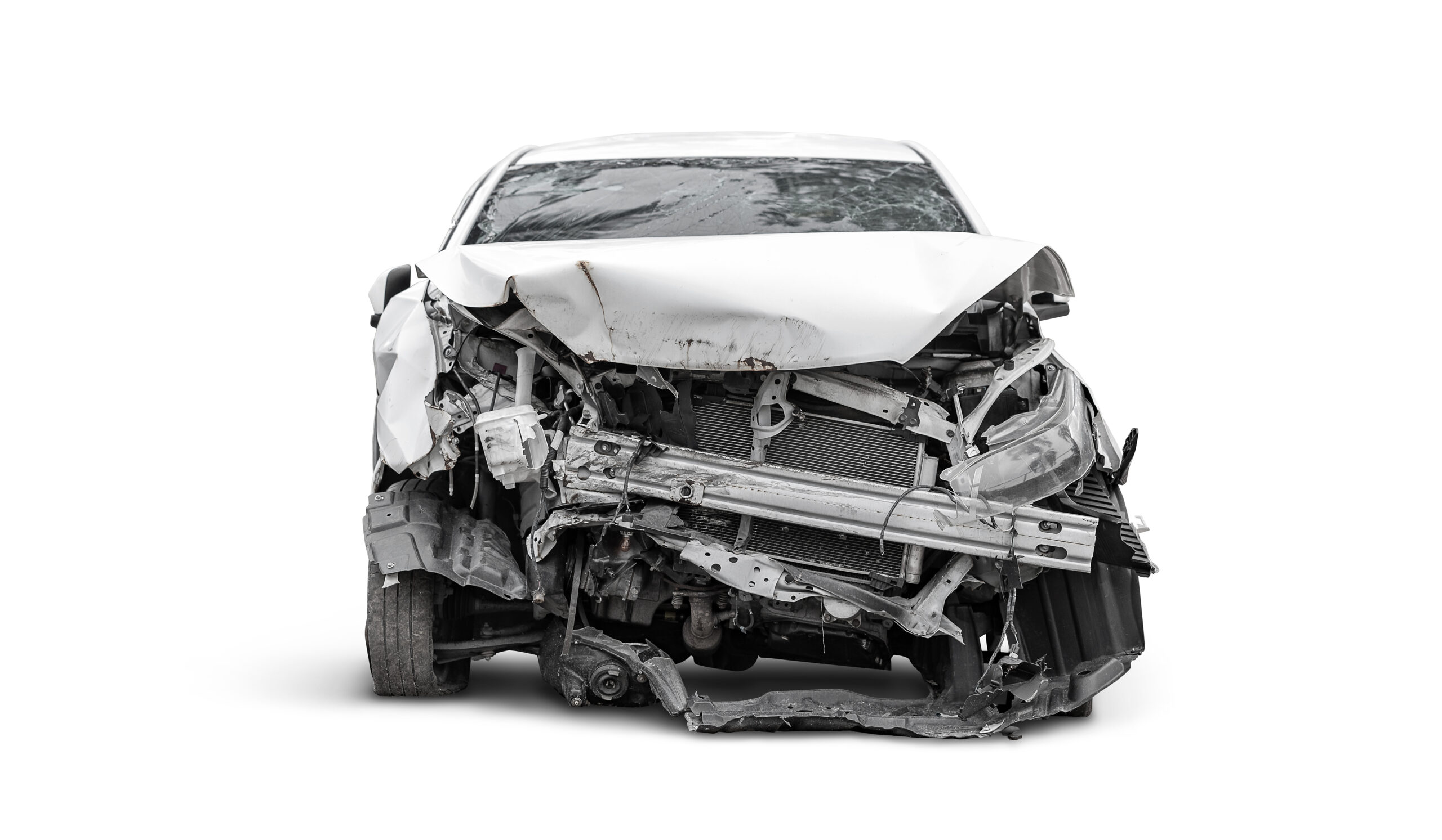 front side of crashed car from accident
